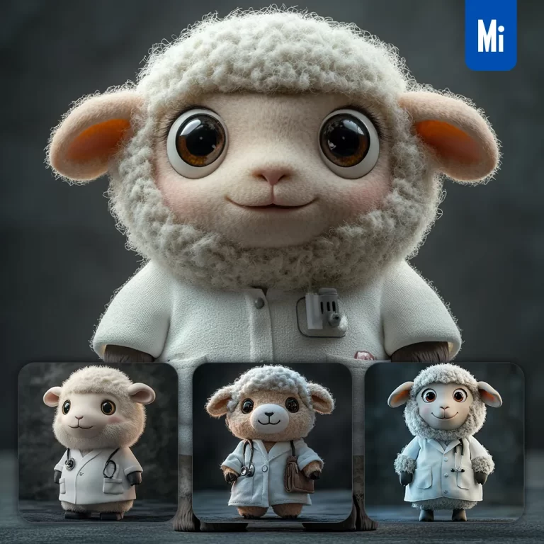 midjourney prompt sheep doctor popmart blindbox 3D cartoon