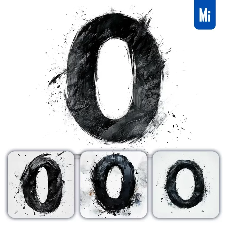 midjourney prompt 0 Number black white Chinese ink brushstroke calligraphy brush painting