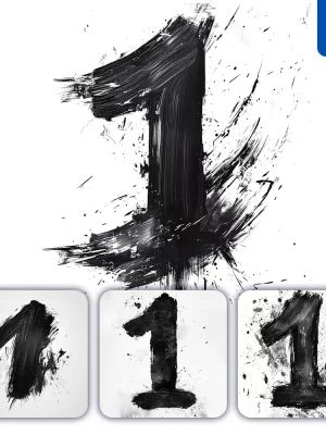 Midjourney Prompt 1 Number Black White Chinese Ink Brushstroke Calligraphy Brush Painting