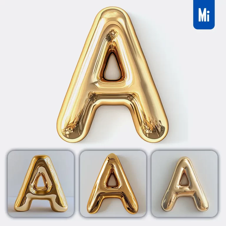 midjourney prompt A letter gold golden single smooth glossy 3D rendering
