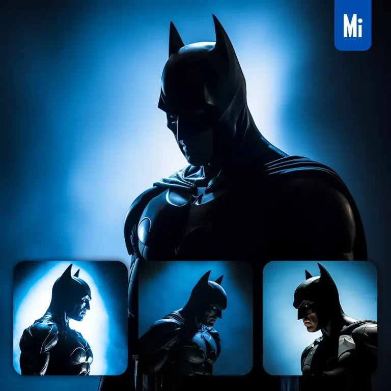 midjourney prompt Batman blue silhouette photography