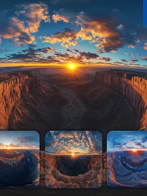 Midjourney Prompt Canyon Wide Angle Sun Sunrise Sunset Sky Landscape Photography