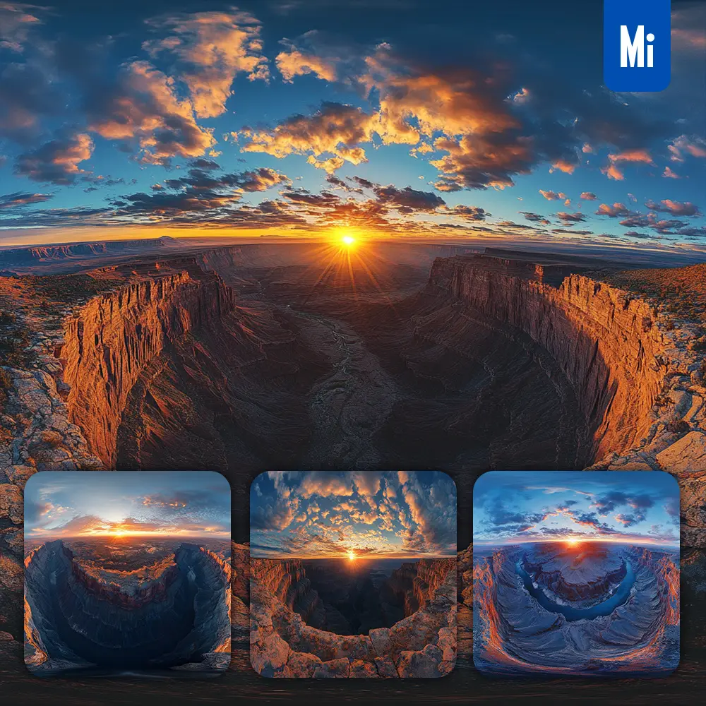 Midjourney Prompt Canyon Wide Angle Sun Sunrise Sunset Sky Landscape Photography