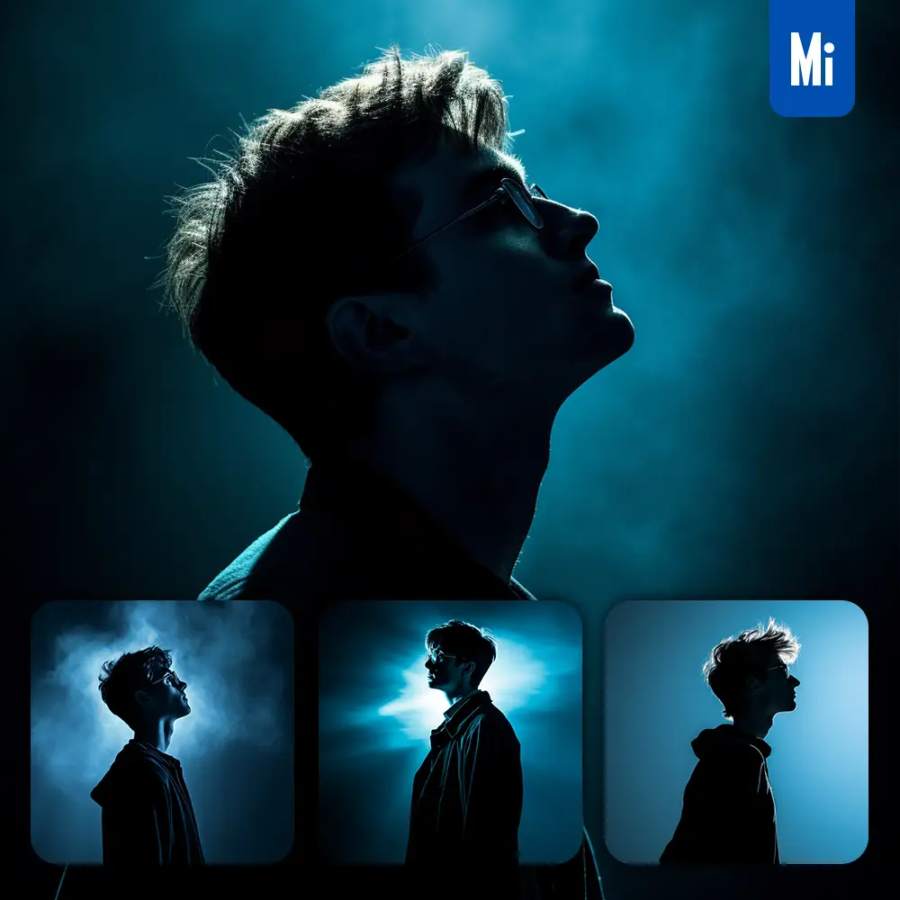 midjourney prompt Harry Potter blue silhouette photography