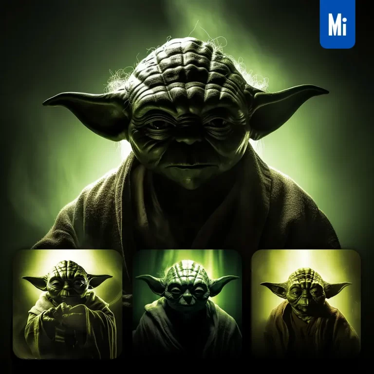midjourney prompt Master Yoda green silhouette photography