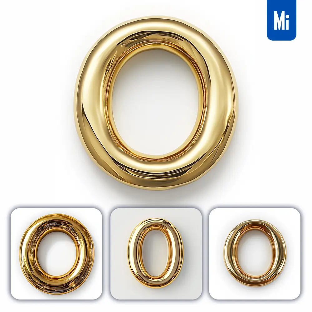 Midjourney Prompt O Letter Gold Golden Single Smooth Glossy 3d Rendering