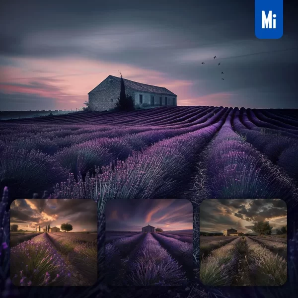 Midjourney Prompt Provence Lavender Field Purple Flower Farmhouse Landscape Photography