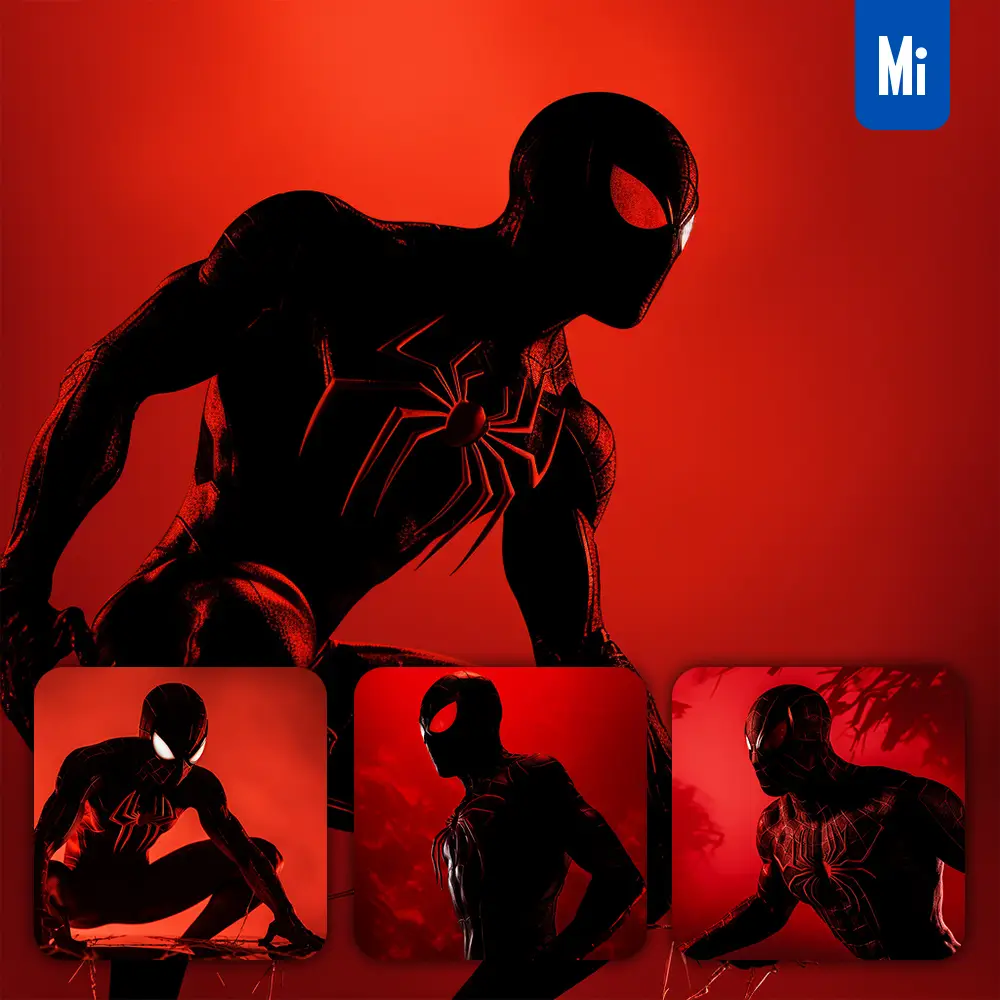 midjourney prompt Spider Man red silhouette photography