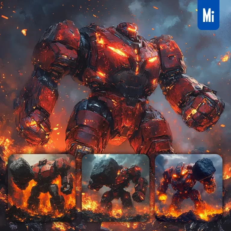 midjourney prompt Valor Omega mecha combat sci-fi heroic war machine painting character design setting science fiction action fight