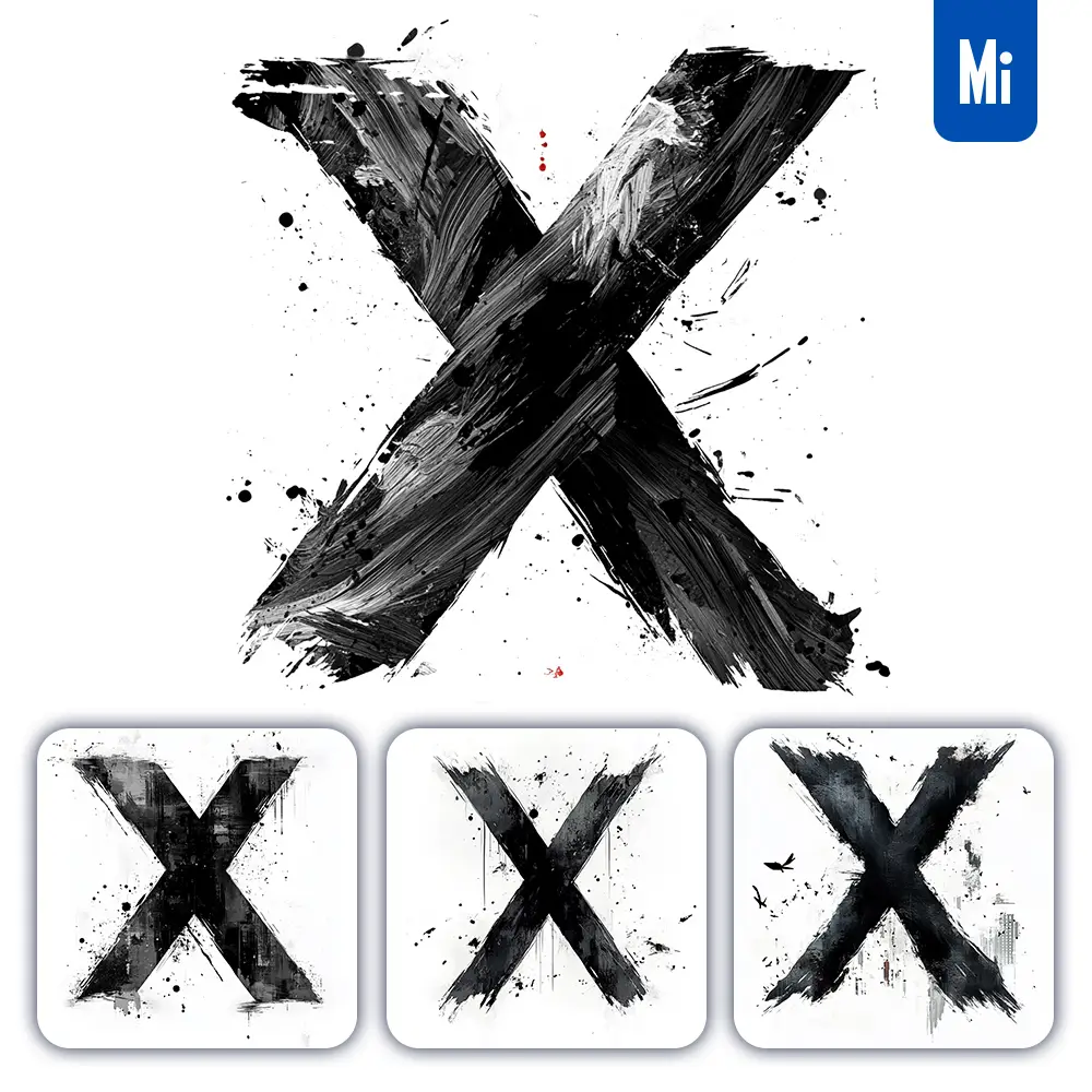 midjourney prompt X letter black white Chinese ink brushstroke calligraphy brush painting
