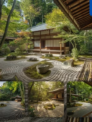 Midjourney Prompt Zen Garden Kyoto House Bamboo Japanese Landscape Photography