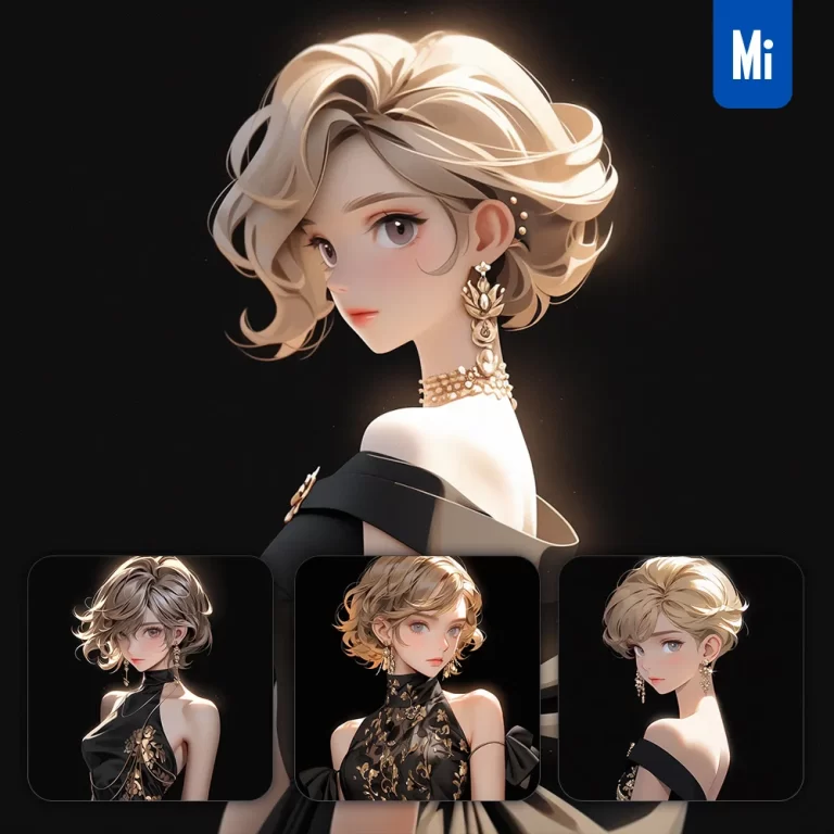 midjourney prompt beautiful girl woman evening dress 3D rendering cartoon fashion