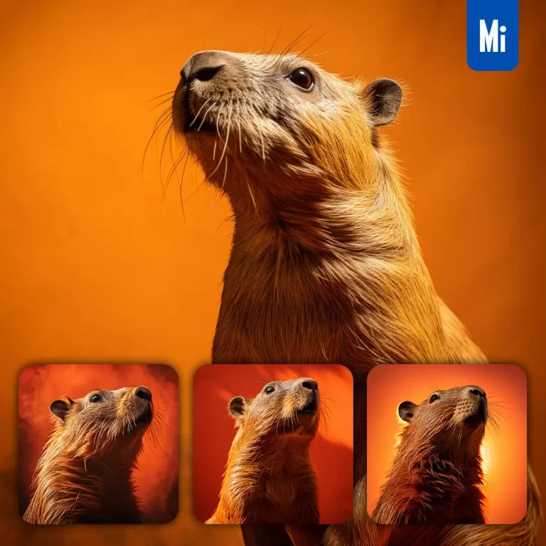 midjourney prompt capybara side orange yellow silhouette photography close up