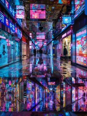 Midjourney Prompt City Japanese Neon Cyberpunk Night Street Colorful Photography