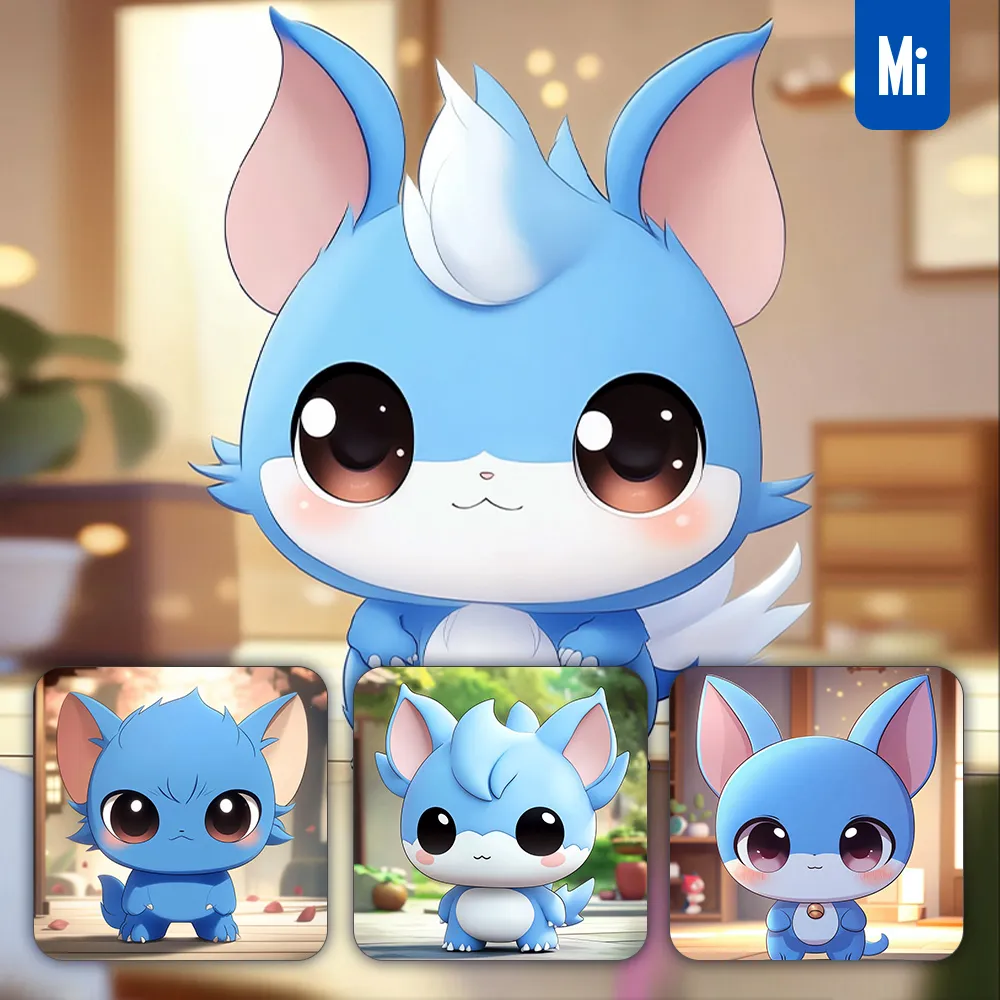 Midjourney Prompt Cute Blue Ears Monster Animation Cartoon