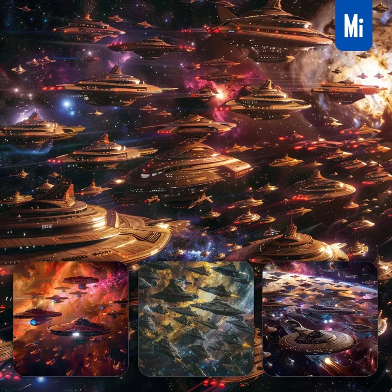 midjourney prompt deep space massive starship nebula fight vessel war sci-fi photography