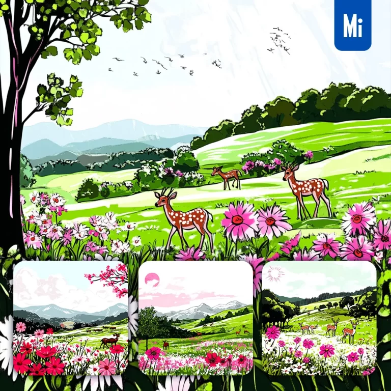 midjourney prompt deer grass meadow wildflower grazing grassland landscape drawing illustration