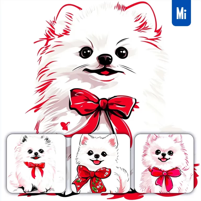 midjourney prompt dog white pomeranian painting drawing