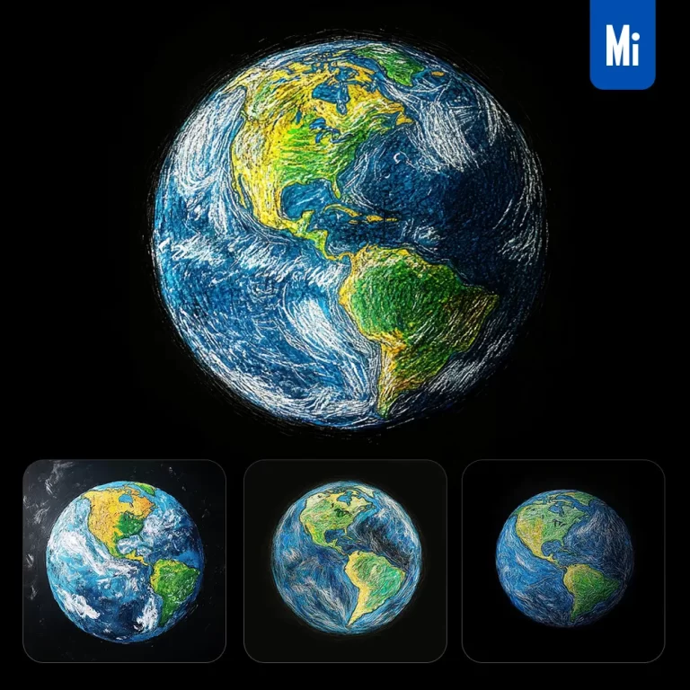 midjourney prompt earth drawing crayon art illustration pencil