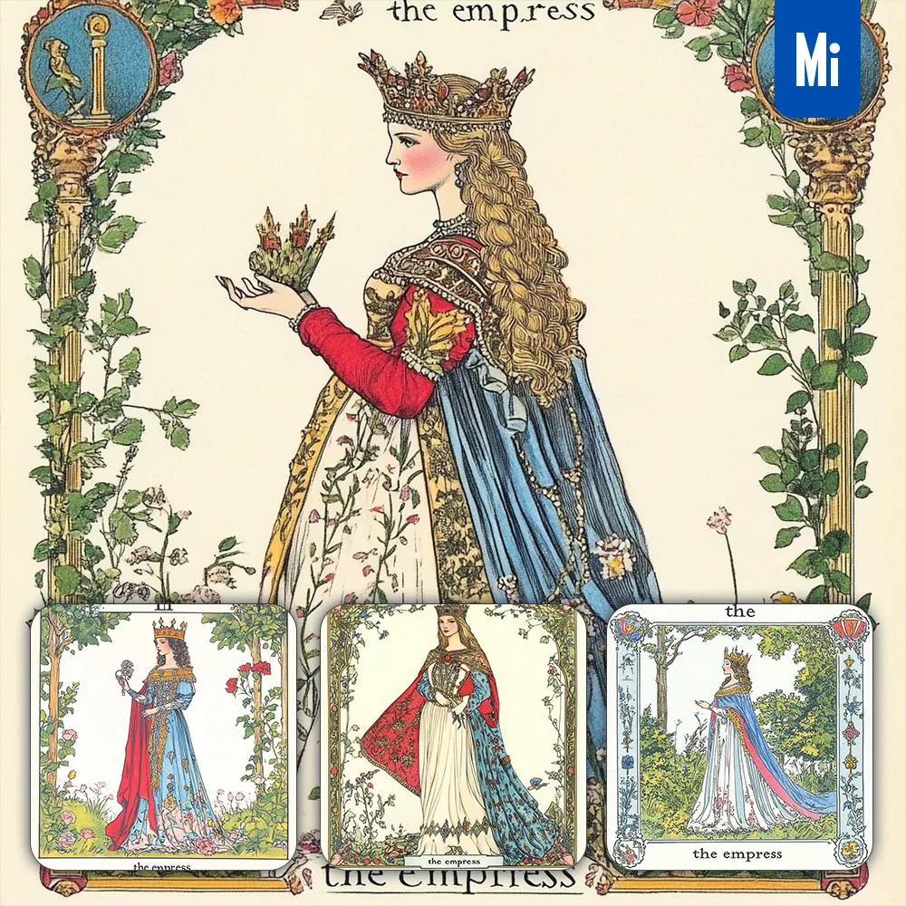 Midjourney Prompt Empress Queen Woman Nobiliary Card Illustration