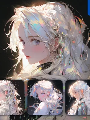 Midjourney Prompt Female Beautiful Girl Shiny Twinkle Glisten White Comic Illustration