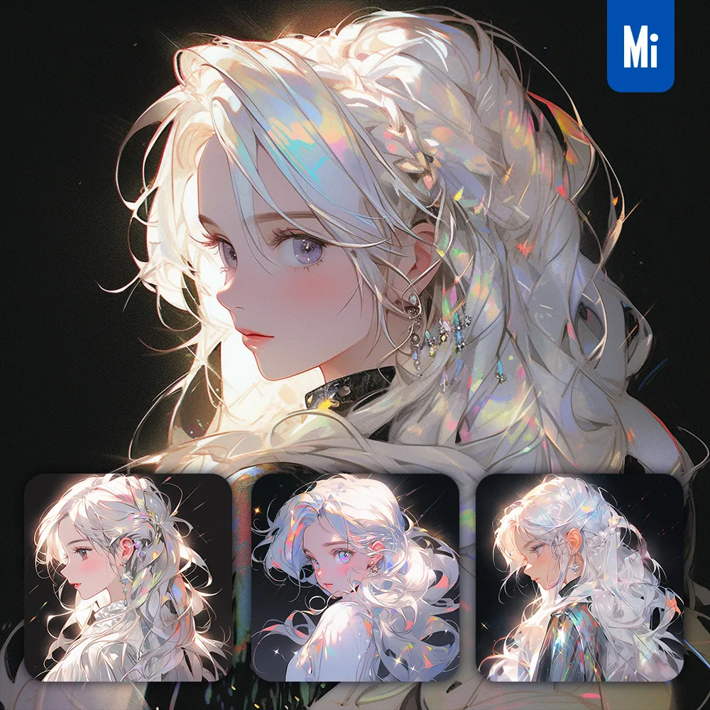 midjourney prompt female beautiful girl shiny twinkle glisten white comic illustration