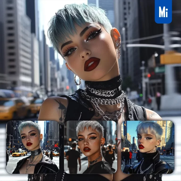 midjourney prompt girl dark black rock woman street portrait photography