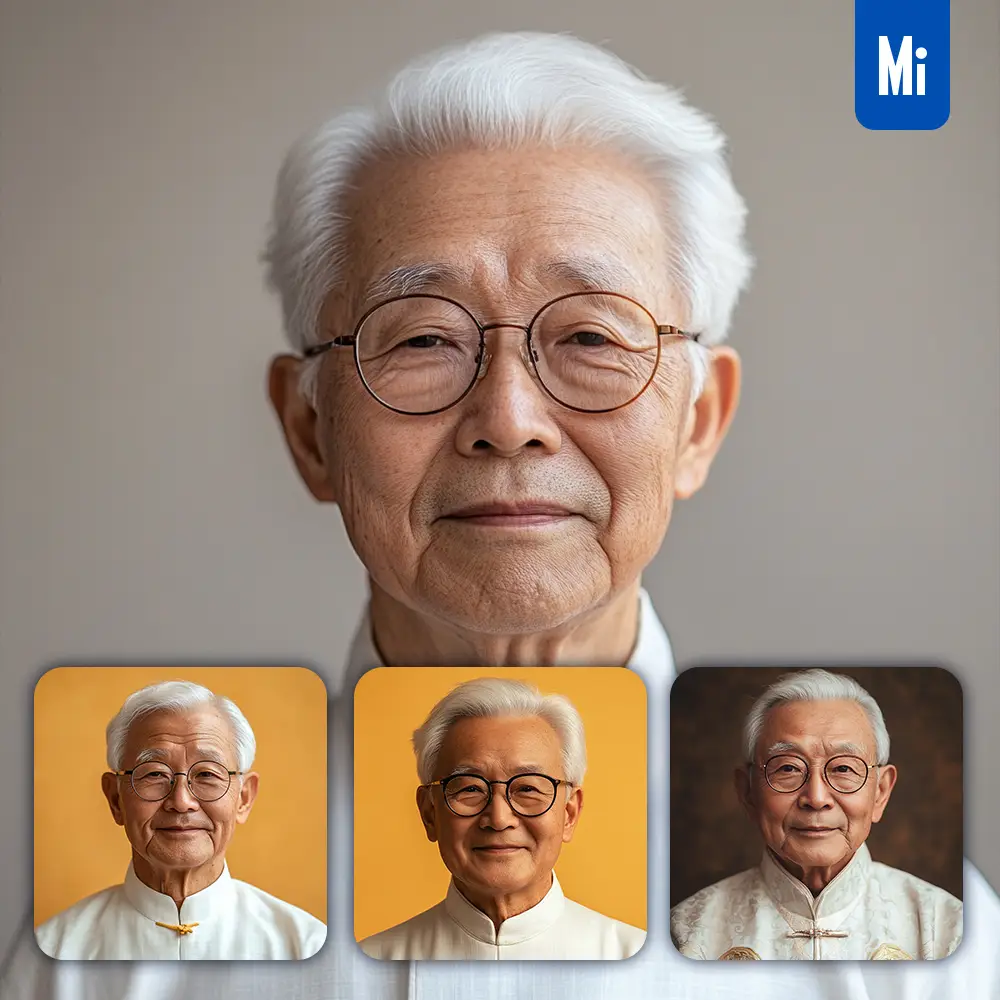 Midjourney Prompt Glasses Kind Old Man Grandpa Grandfather Chinese Japanese Portrait Photography