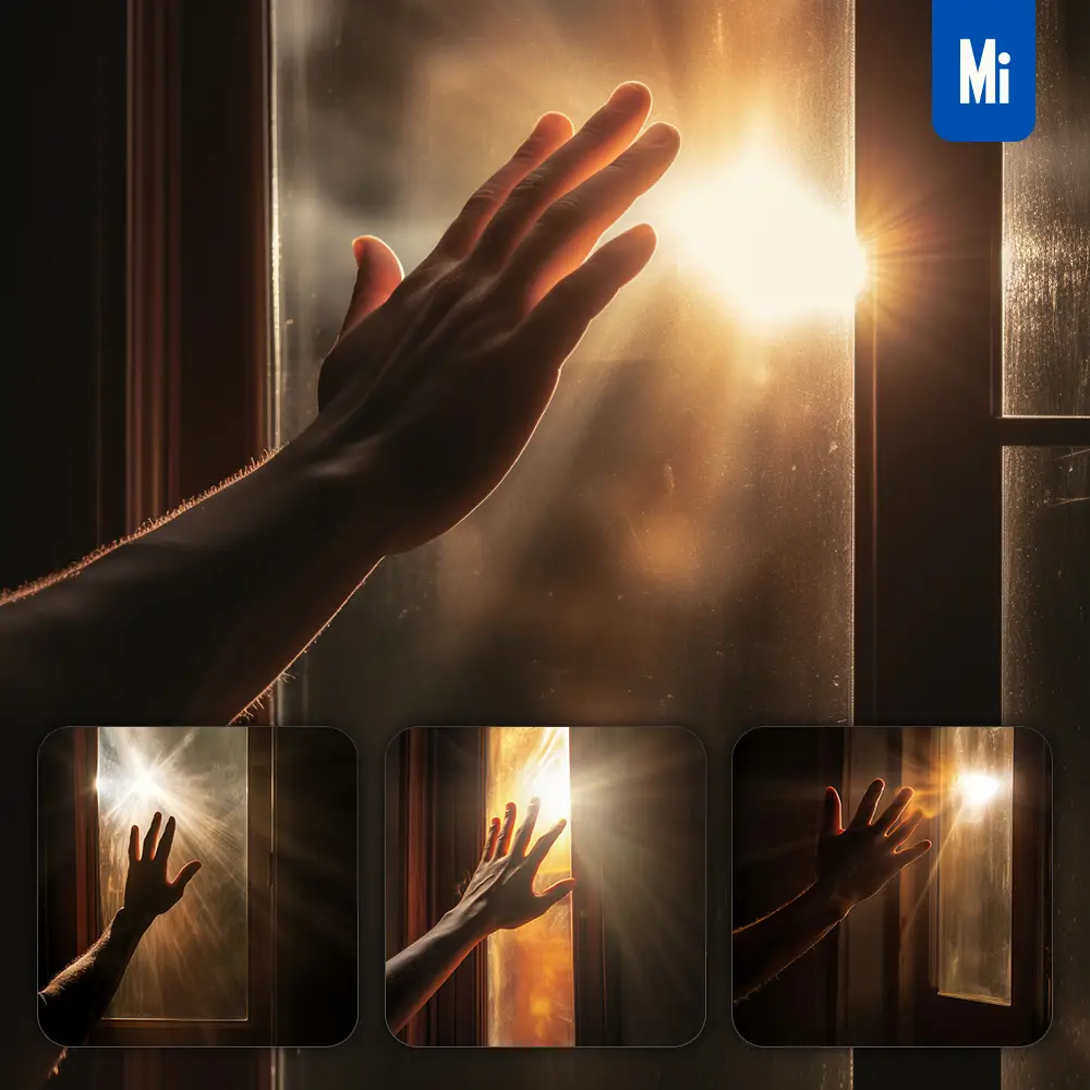 Midjourney Prompt Hand Window Light Lighting Sunlight Shine Dazzles