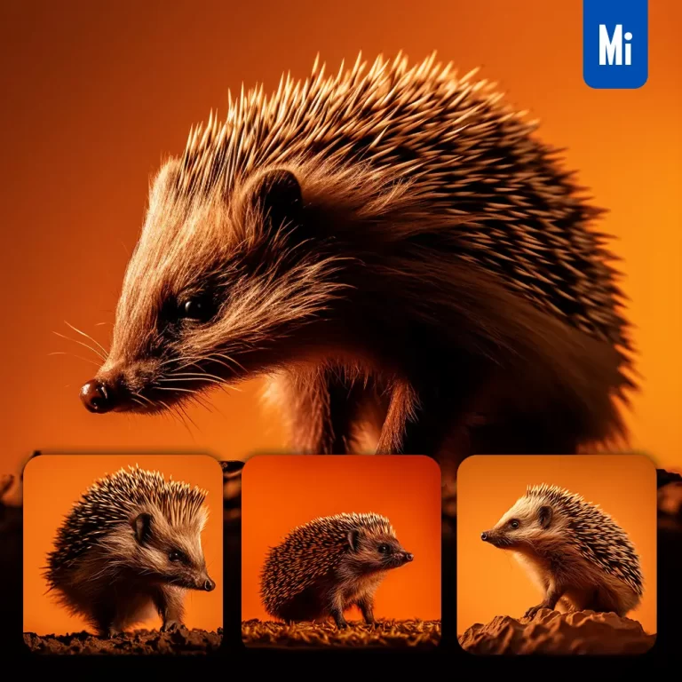 midjourney prompt hedgehog side orange yellow silhouette photography close up