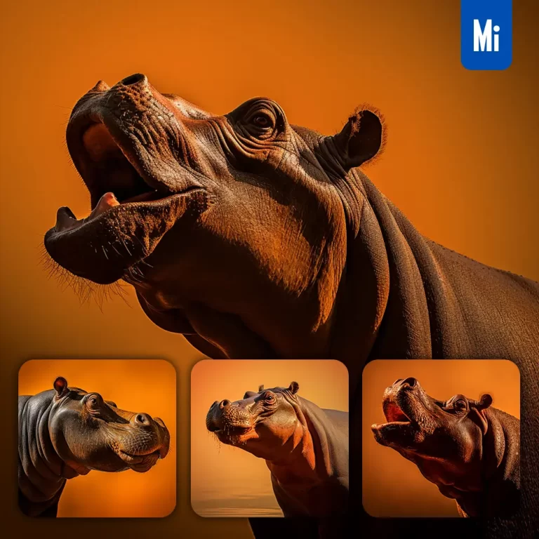 midjourney prompt hippopotamus hippo head yellow silhouette photography