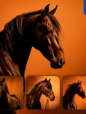 Midjourney Prompt Horse Head Face Side Yellow Silhouette Photography