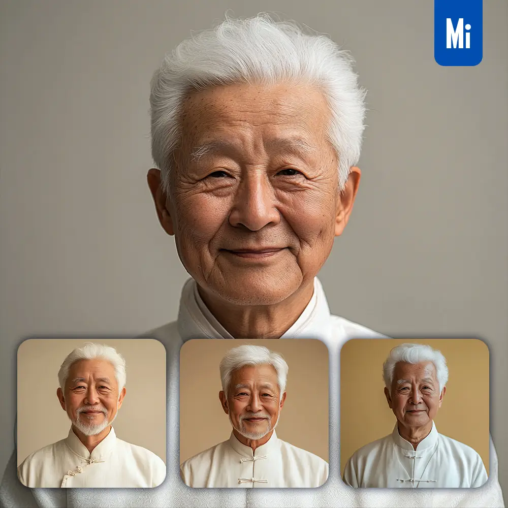 Midjourney Prompt Kind Old Man Grandpa Grandfather Chinese Japanese Portrait Photography