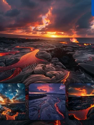 Midjourney Prompt Lava Volcanic Crack Landscape Sky Cloud Photography