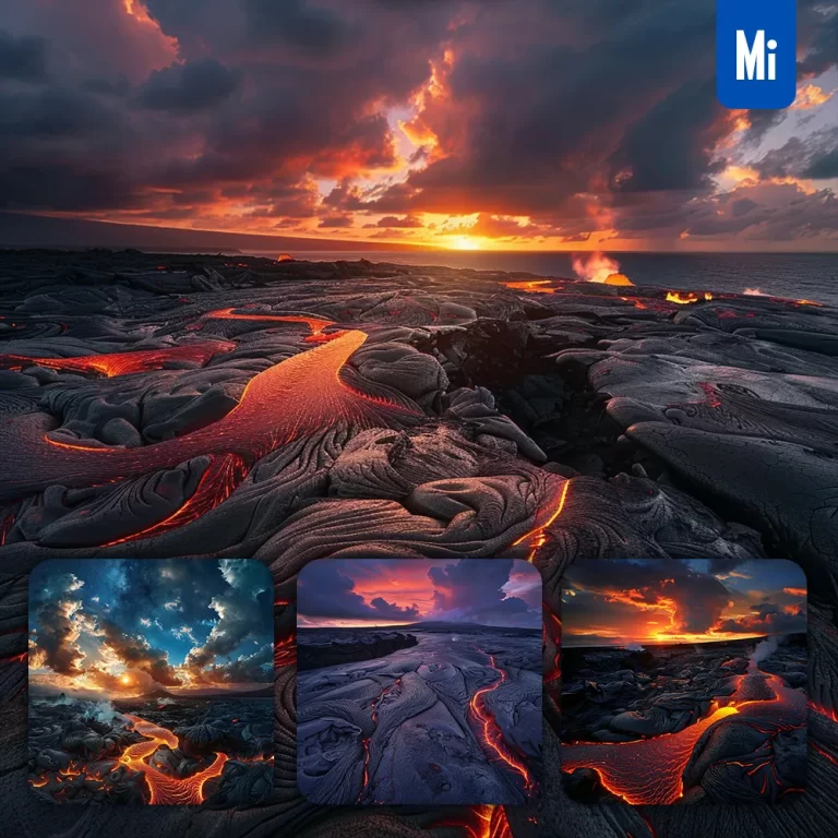 midjourney prompt lava volcanic crack landscape sky cloud photography