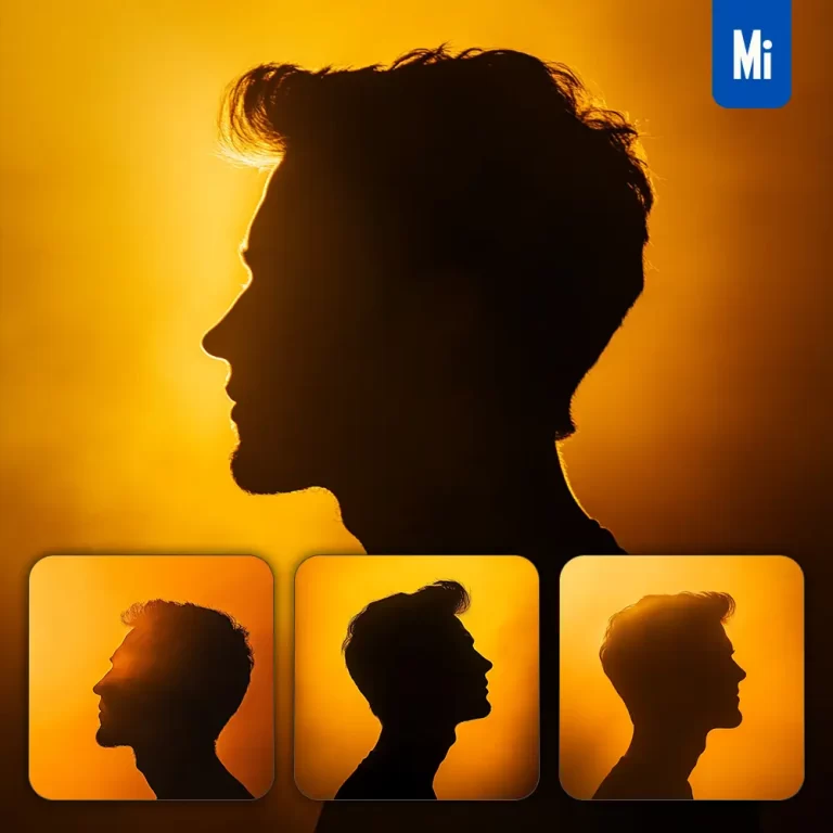midjourney prompt man male head face side yellow silhouette photography