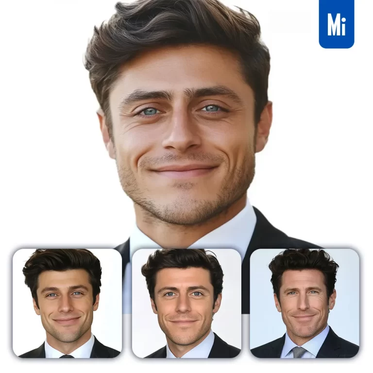 midjourney prompt man male suit business attire smile photography identification photo