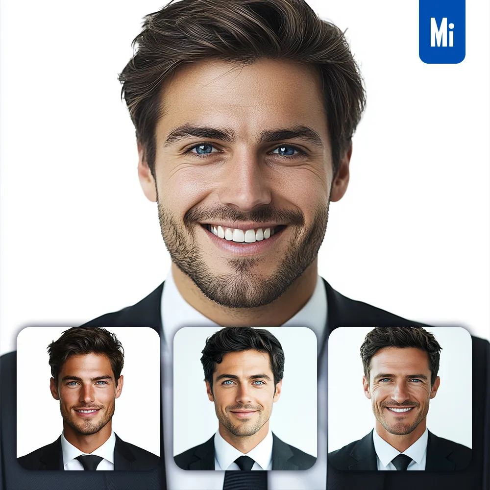 Midjourney Prompt Man Suit Business Attire Smile Photography Identification Photo