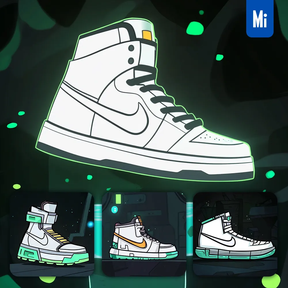 Midjourney Prompt Nike Basketball Shoes Illustration White Cartoon Animation