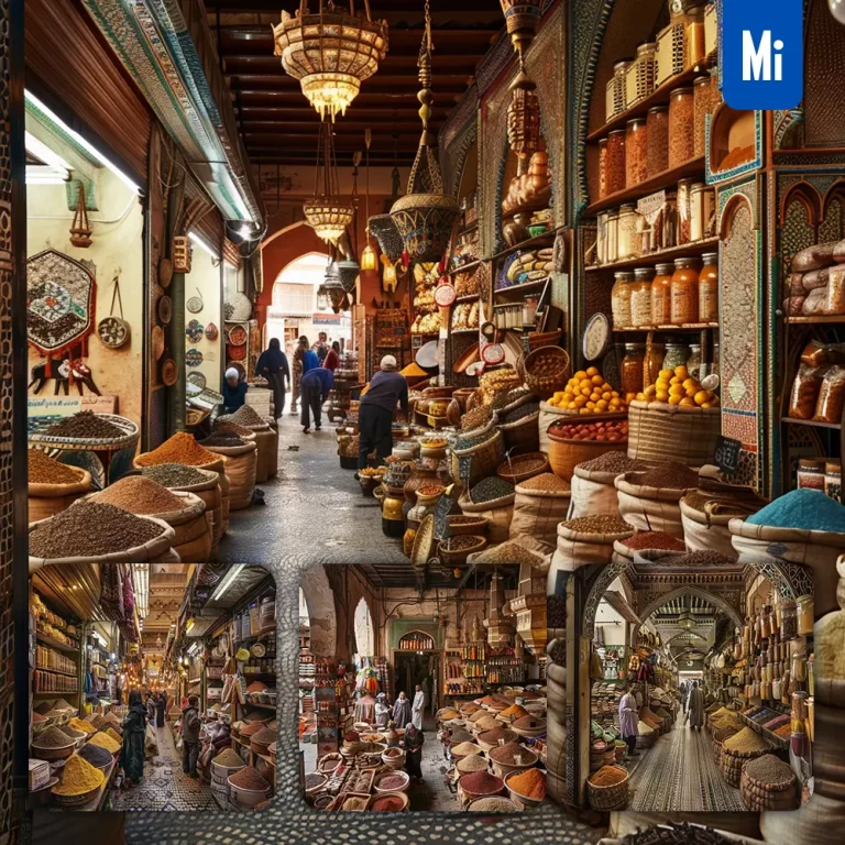 midjourney prompt people market Morocco stall spice photography