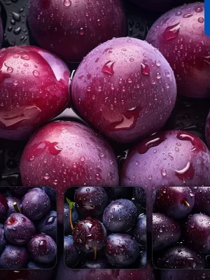 Midjourney Prompt Plum Fresh Water Drop Photography