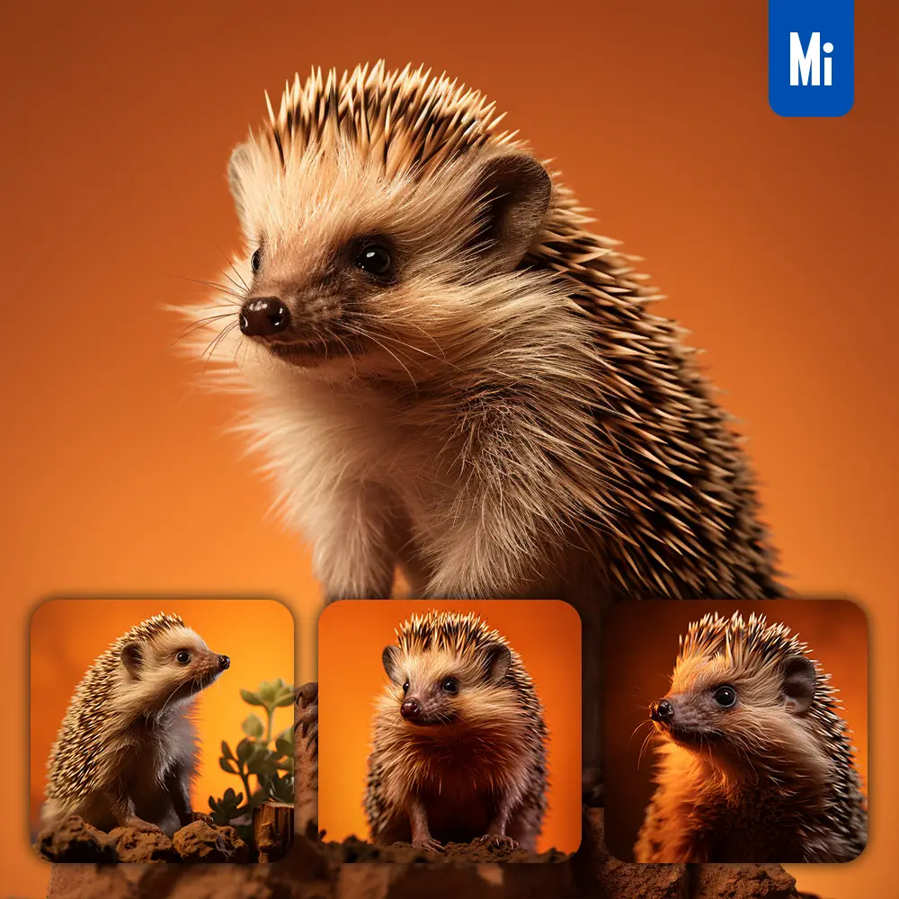 Midjourney Prompt Pygmy Hedgehog Side Orange Yellow Silhouette Photography Close Up