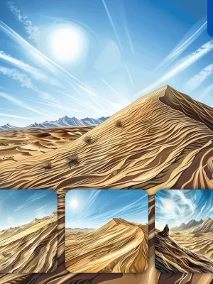 Midjourney Prompt Sand Dune Desert Golden Sky Landscape Illustration