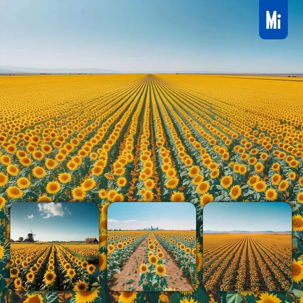 Midjourney Prompt Sunflower Field Midday Horizon Sky Flower Landscape Photography