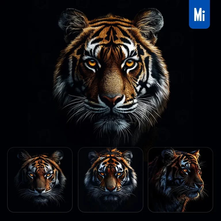 midjourney prompt tiger head face airbrush painting photography