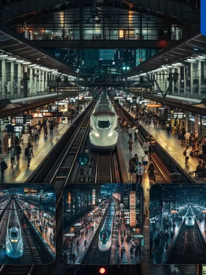 Midjourney Prompt Train Station Tokyo Japanese Platform Crowd Urban Photography