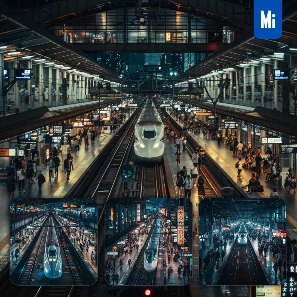 Midjourney Prompt Train Station Tokyo Japanese Platform Crowd Urban Photography