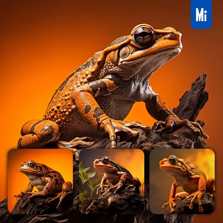 midjourney prompt tree frog side orange yellow silhouette photography close up