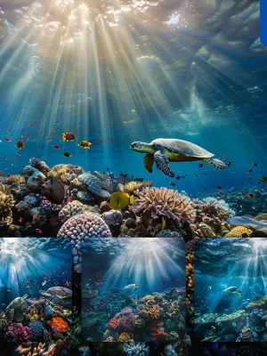 Midjourney Prompt Water Sea Coral Reef Underwater Fish Swimming Photography