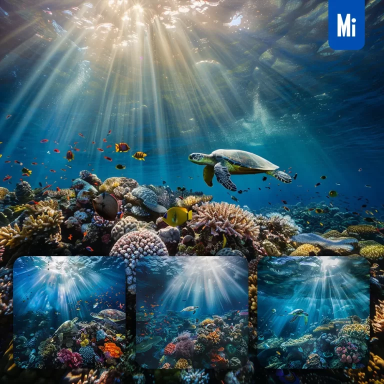 midjourney prompt water sea coral reef underwater fish swimming photography